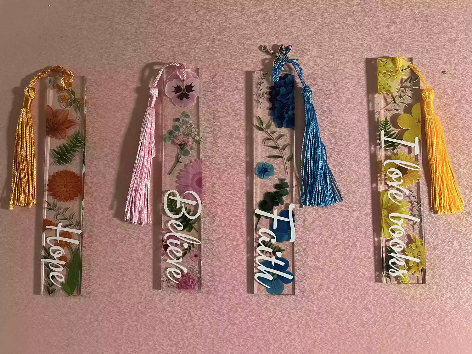 Inspirational Floral Acrylic Bookmarks - Gift for Bookreaders and Librarians