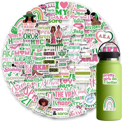 Alpha Kappa Alpha Sorority Stickers (20) | Waterproof Sorority Stickers | AKA Sorority Stickers | AKA Gifts | 1908 Stickers