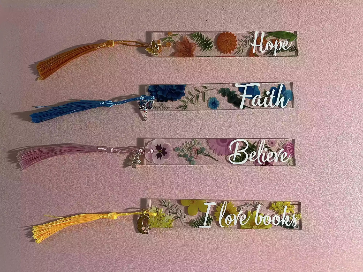 Inspirational Floral Acrylic Bookmarks - Gift for Bookreaders and Librarians