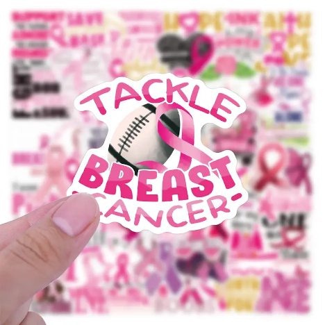 Tackle Breast Cancer Sticker Up Close Photo