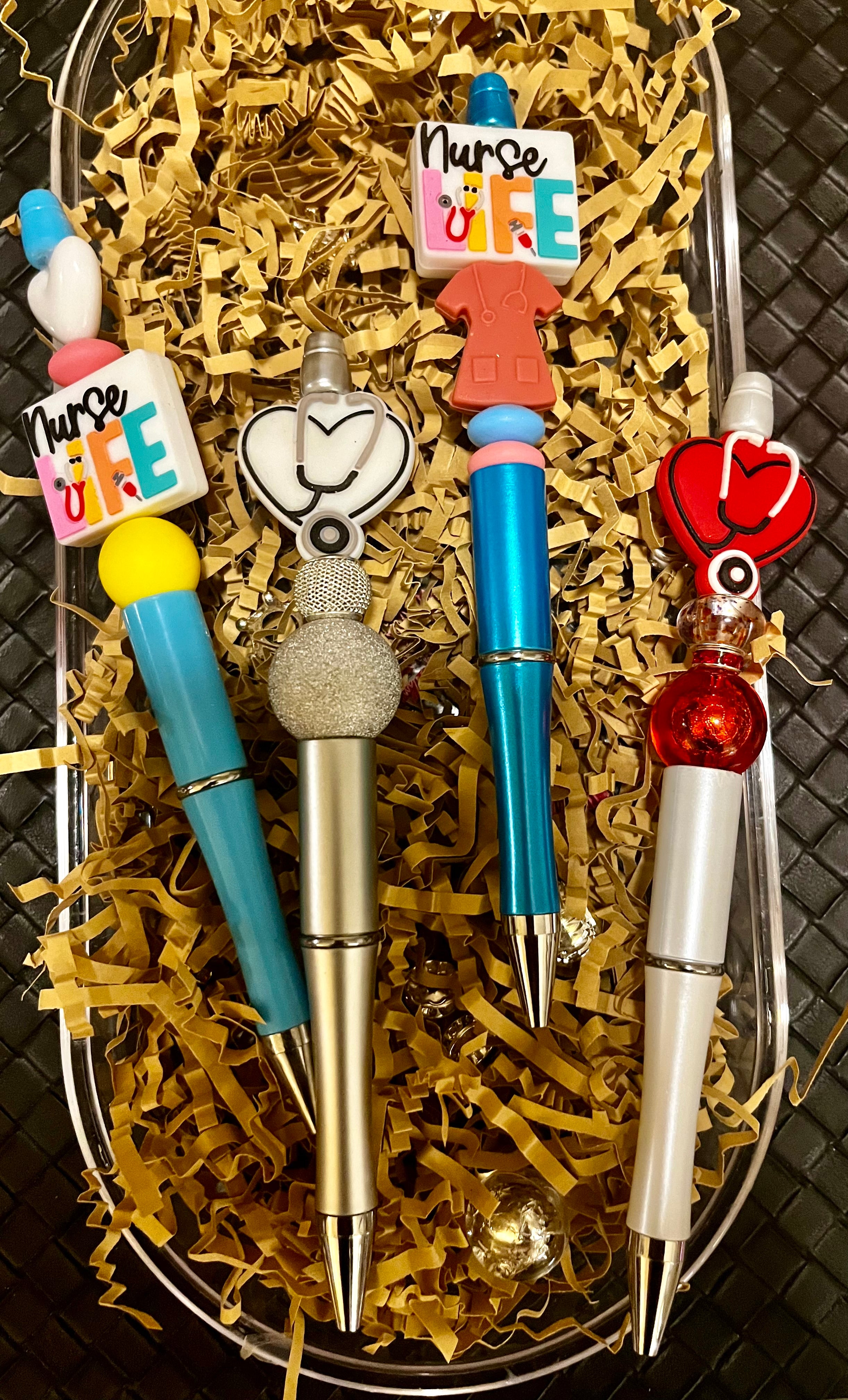 Nurse Life Custom Made Beaded Pens - Medical Nurse Focal Pens and Stickers, Waterproof Nurse Stickers