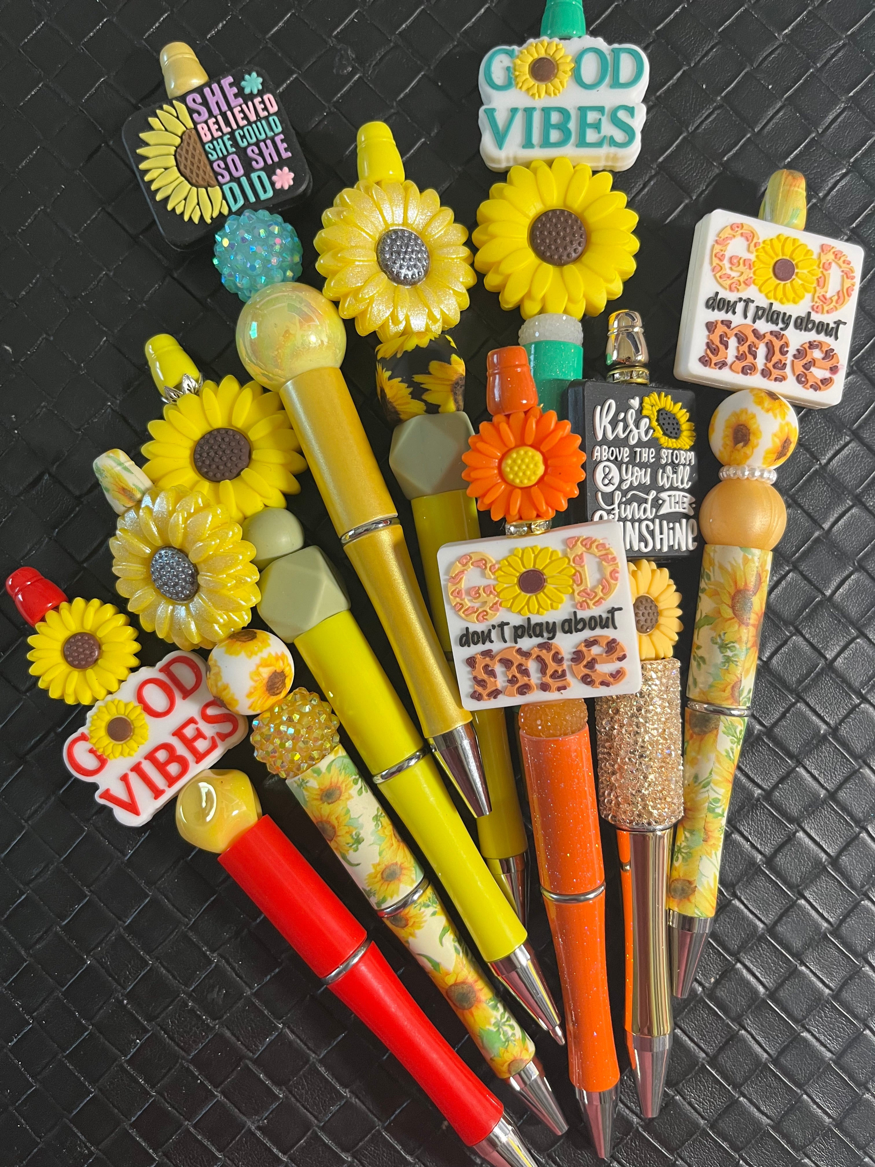 Sunflower Beaded Pen, Pretty Sunflower Focal Pen, Sunflower Gifts, Gifts for Writers