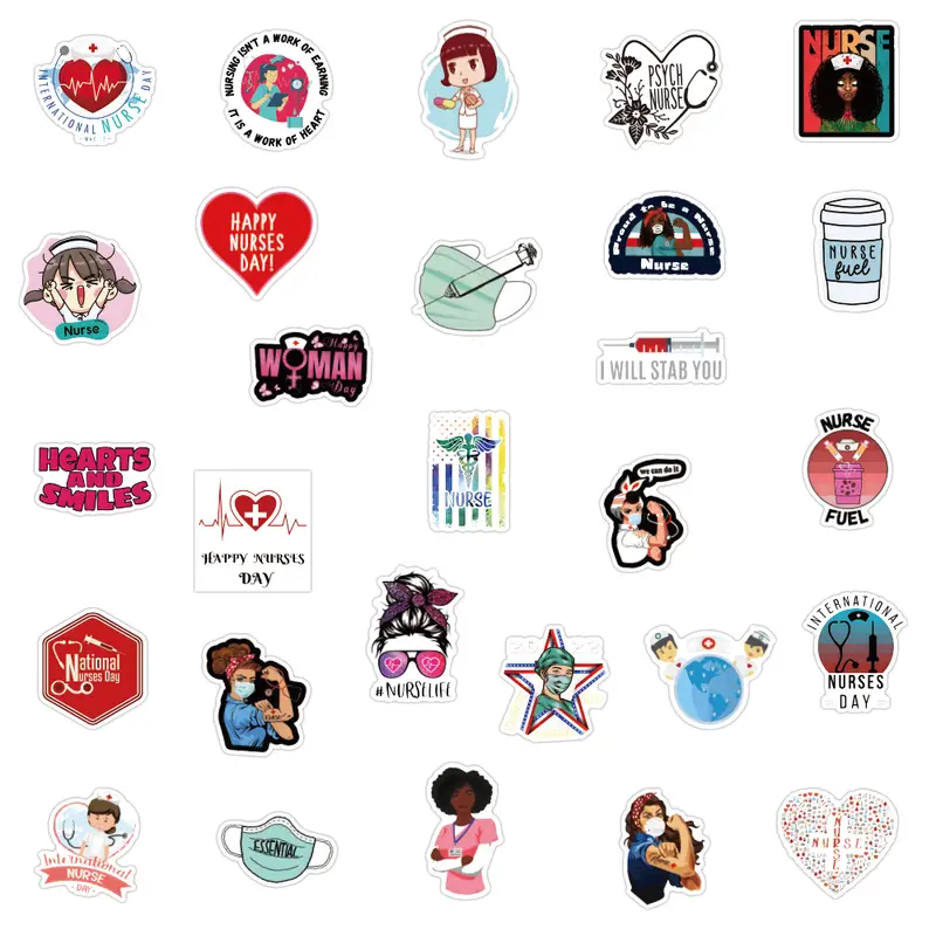 Nurse Life Custom Made Beaded Pens - Medical Nurse Focal Pens and Stickers, Waterproof Nurse Stickers