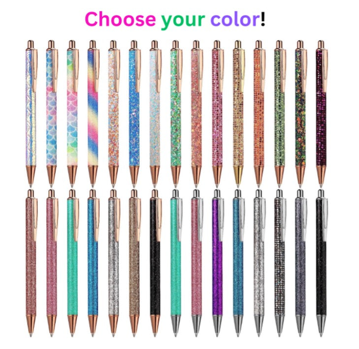 Fashion Glitter Pens - Gift for Writer | Glitter Pens | Ballpoint Glitter Pen | Pen with Bling