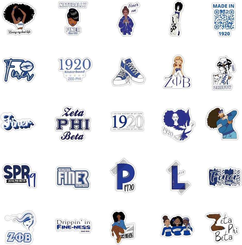 Zeta Phi Beta Sorority Stickers -20 Waterproof Sorority Stickers | Zeta Phi Beta Gifts |  Black Sorority | 1920 Sorority