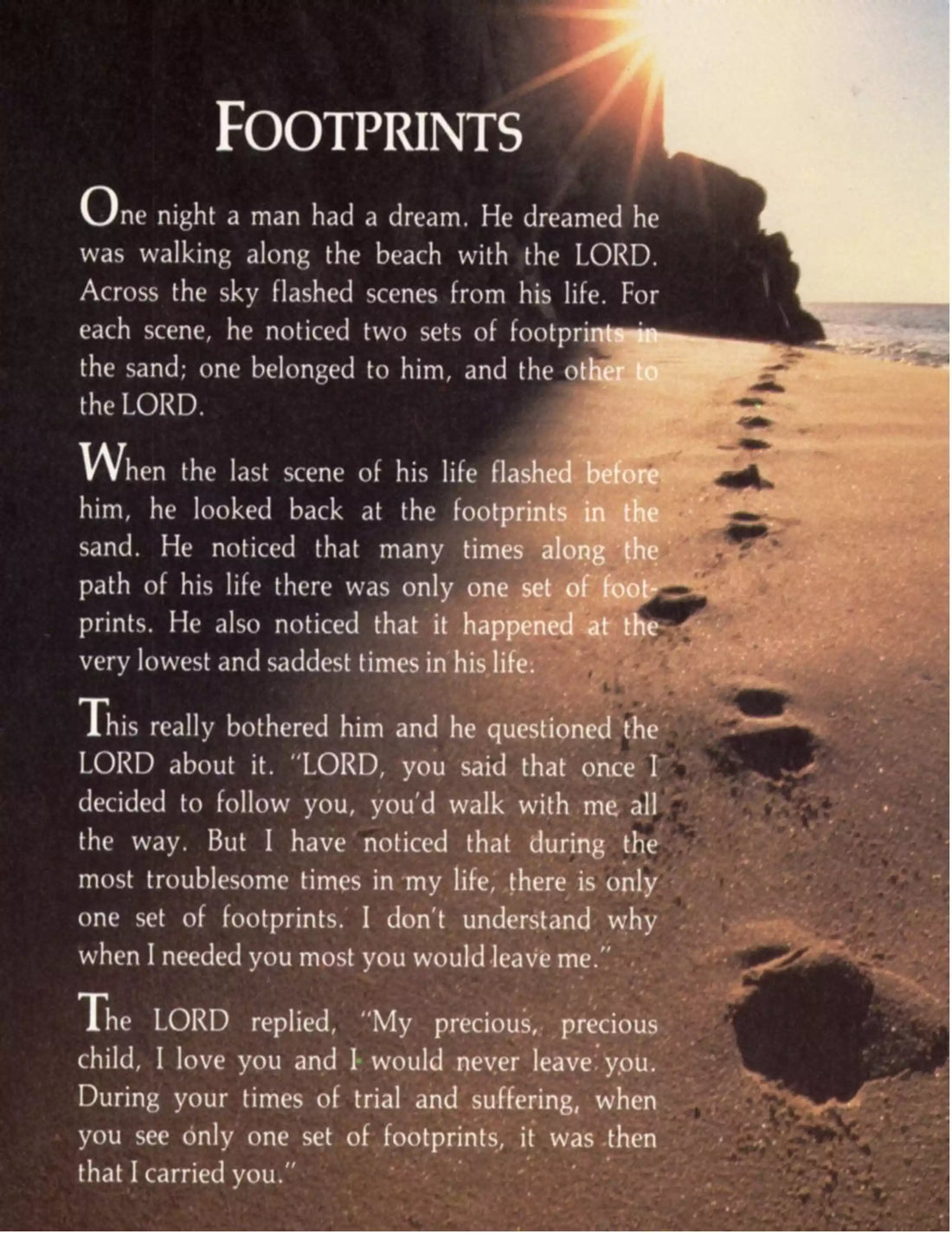 Footprints in the Sand Poster | Spiritual Poster | Footprints Poem /Footprints | Christian Gift