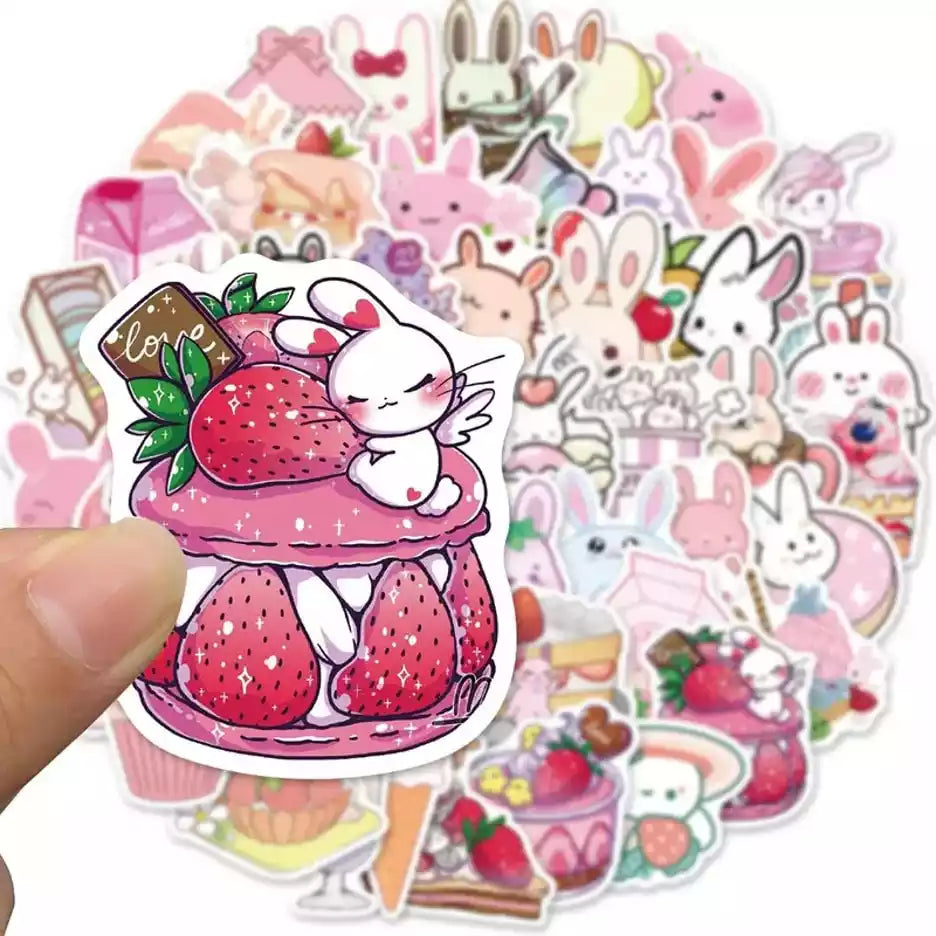 Rabbit Stickers | Rabbits | Rabbit Sticker Bundle | Stickers with Cute Rabbits | Rabbits and Dessert | Rabbit Sticker Gifts | Rabbits