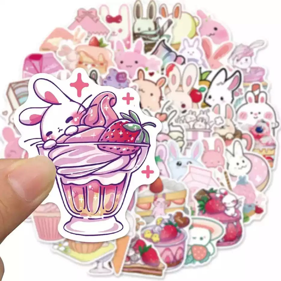 Rabbit Stickers | Rabbits | Rabbit Sticker Bundle | Stickers with Cute Rabbits | Rabbits and Dessert | Rabbit Sticker Gifts | Rabbits