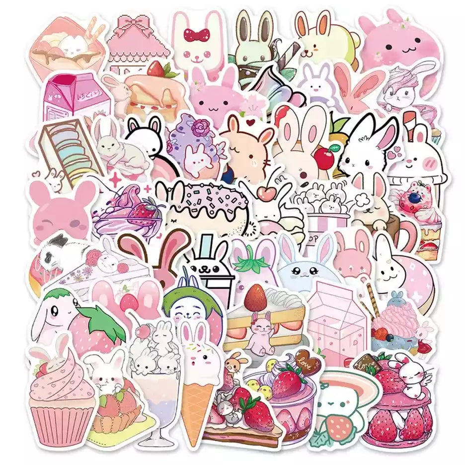 Rabbit Stickers | Rabbits | Rabbit Sticker Bundle | Stickers with Cute Rabbits | Rabbits and Dessert | Rabbit Sticker Gifts | Rabbits