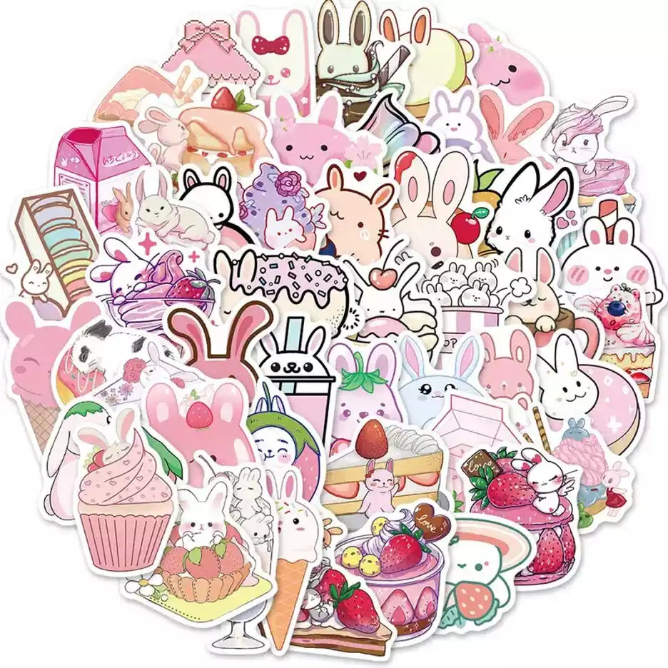 Rabbit Stickers | Rabbits | Rabbit Sticker Bundle | Stickers with Cute Rabbits | Rabbits and Dessert | Rabbit Sticker Gifts | Rabbits