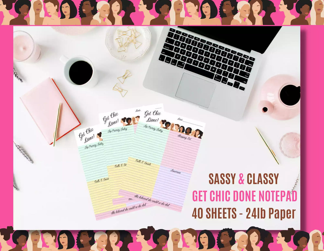 Sassy To Do List Notepad, Get Chic Done Notepad, Daily Organizer, Multicolor Notepad Planner, To Do List for Women, Free Bonus Stylus Pen