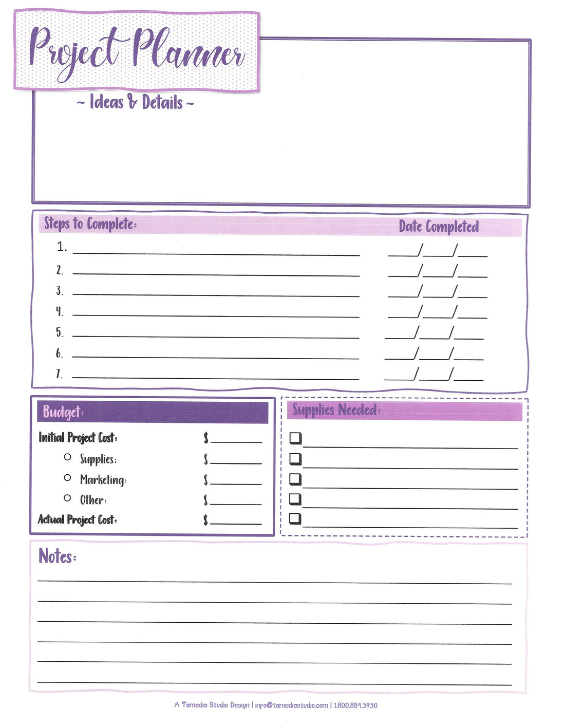 Business Project Planner  | Project To Do List | Business Stationery | Project Organizer | Project Planner