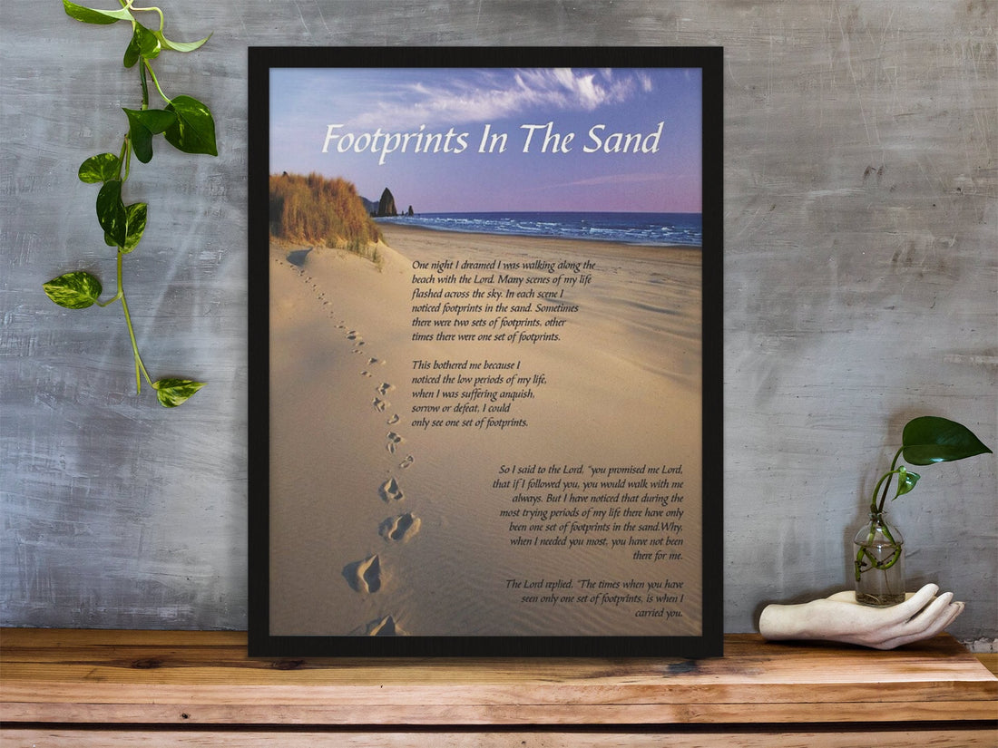 Footprints in the Sand Poem- Footprints | Spiritual Poster | Christian Gift | Art for Home