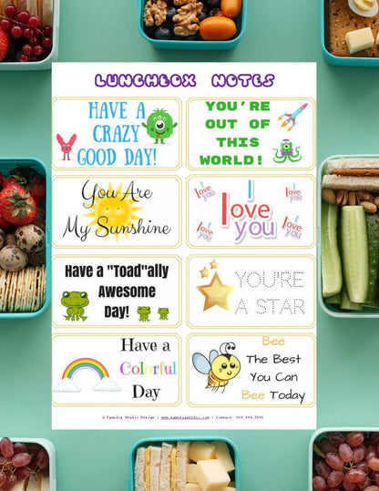 Printable School Lunch Box Notes/Lunchbox Notes/Student School Notes/Instant Printable Download