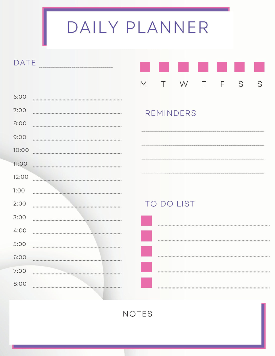 Daily Planner Notepad, Daily Organizer, Purple Planner, Daily Scheduler, Notepad