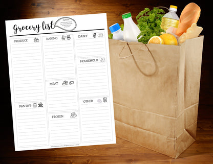 Grocery List Notepad|Grocery List|Shopping List|Meal Planner|Groceries| Family Shopping| Grocery Shopping