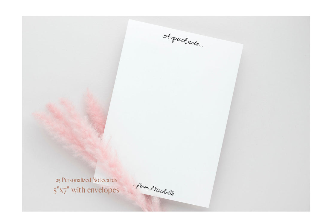 Personalized Note cards with envelope|Notecards|Stationery|Flat Note cards|White Notecards|25 Notecard Set