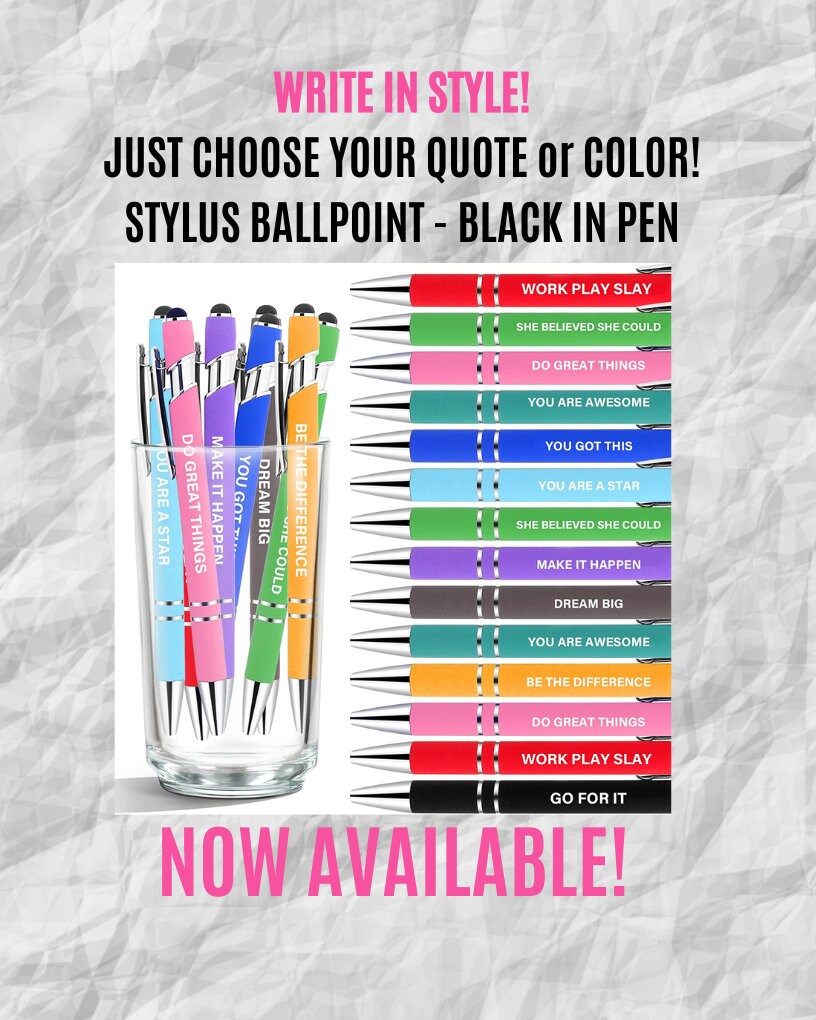 Stylus Pen | Gift for Writer | Stylus Pen with Quote |Ballpoint Pen Inspiration Gift | Pen with Stylus | Unscripted Pen | Quality Stylus Pen