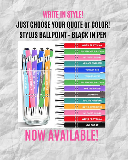 Stylus Pen | Gift for Writer | Stylus Pen with Quote |Ballpoint Pen Inspiration Gift | Pen with Stylus | Unscripted Pen | Quality Stylus Pen