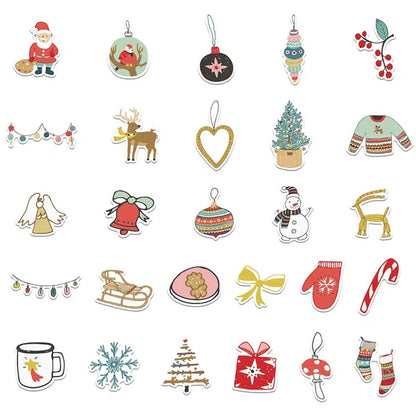 Waterproof Christmas Stickers, Christmas Sticker Bundle, Holiday Sticker Collection, Christmas Stickers Pack