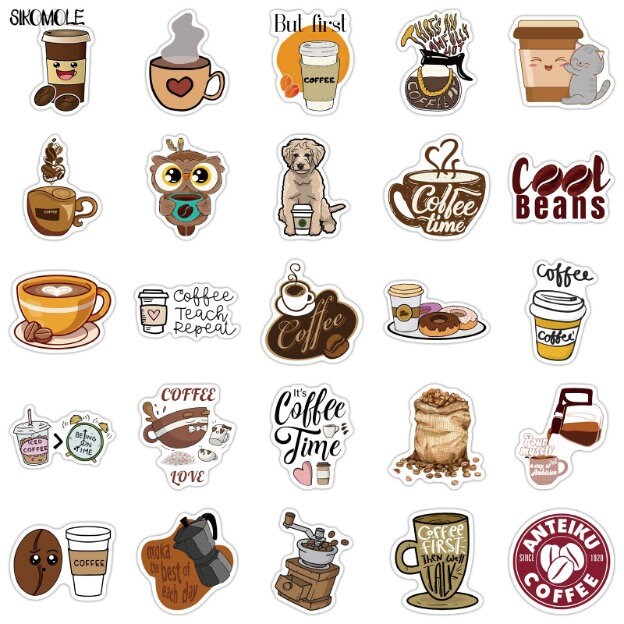 Coffee stickers, Coffee Lovers, Stickers for Coffee Drinkers, Sticker Collection, Mystery Coffee Sticker Pack