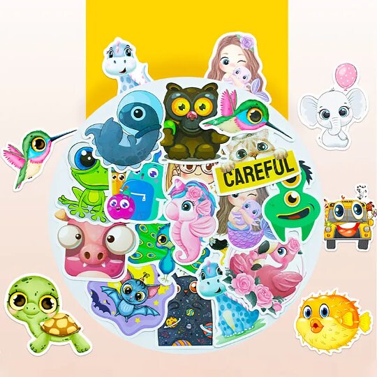 Children Reward Stickers | Cartoon Stickers for Kids | Sticker Bundle | Animal Stickers | Animal Avatar Stickers