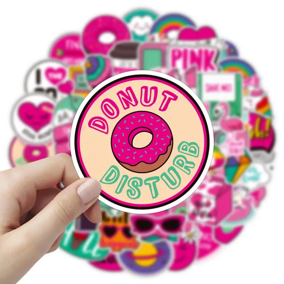 Pink Girls Fun Stickers, Stickers For Girls, Cool Fashion Stickers, Cool Sayings, Sticker Pack, Glossy Waterproof Stickers