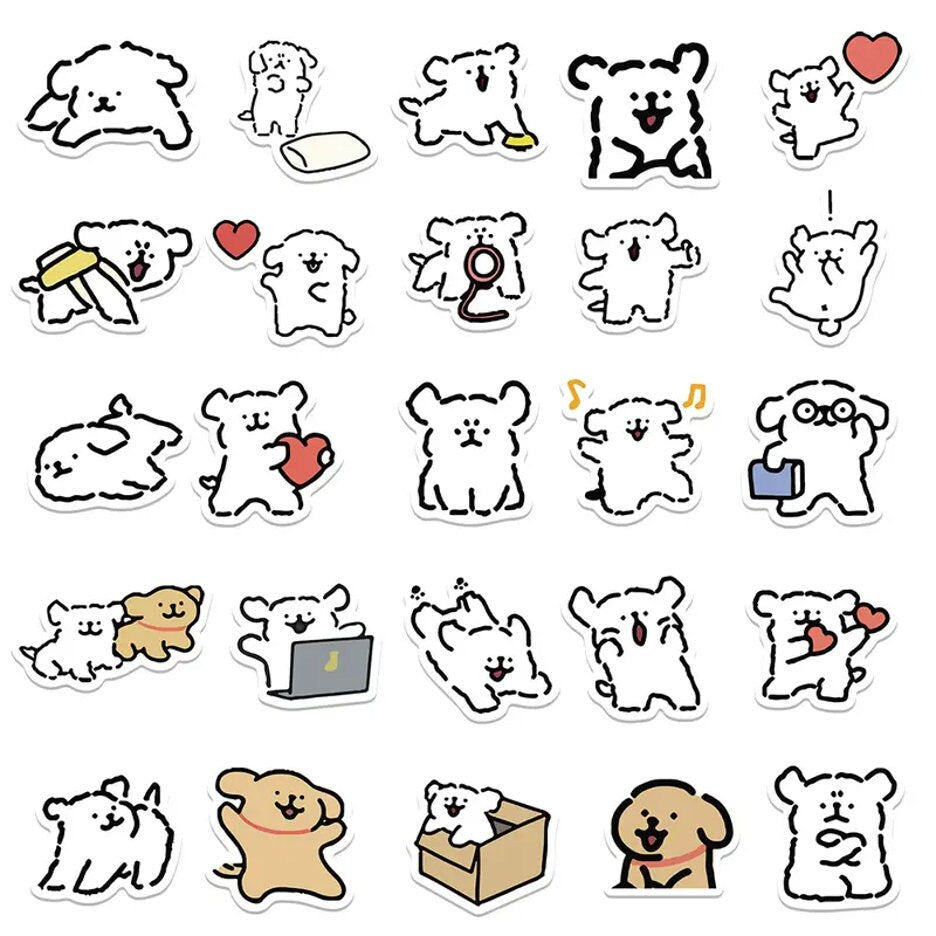 Puppy Sticker Bundle | Puppies | Stickers with Puppies | Stickers For Kids | Sticker Gifts | White Puppy Stickers | Pet owner Gifts