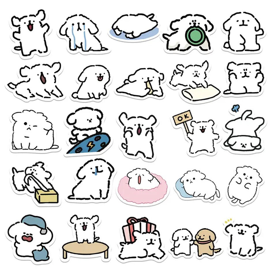 Puppy Sticker Bundle | Puppies | Stickers with Puppies | Stickers For Kids | Sticker Gifts | White Puppy Stickers | Pet owner Gifts