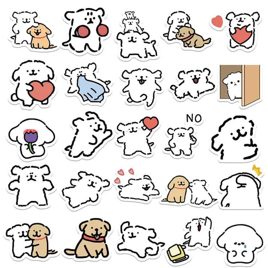 Puppy Sticker Bundle | Puppies | Stickers with Puppies | Stickers For Kids | Sticker Gifts | White Puppy Stickers | Pet owner Gifts