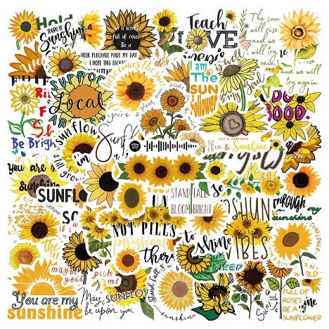 Sunflower Stickers | Flower Stickers | Sunflower Sticker Bundle | Sticker Gifts | Sunflower gifts | Stickers with Quotes