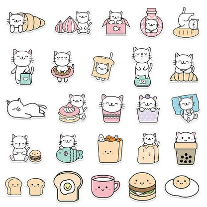 Cat Stickers | Cats with Food Stickers | Stickers with cats | Cute Cat Stickers | Cat Sticker Bundle | Cats