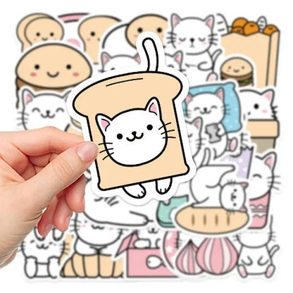 Cat Stickers | Cats with Food Stickers | Stickers with cats | Cute Cat Stickers | Cat Sticker Bundle | Cats