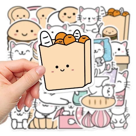 Cat Stickers | Cats with Food Stickers | Stickers with cats | Cute Cat Stickers | Cat Sticker Bundle | Cats