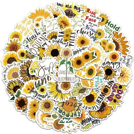 Sunflower Stickers | Flower Stickers | Sunflower Sticker Bundle | Sticker Gifts | Sunflower gifts | Stickers with Quotes