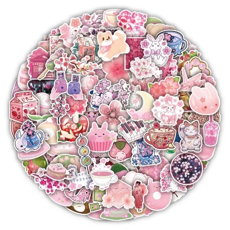 Cute Sakura Stickers, Anime, Kawaii, Sakura Cherry Blossom, Sakura Stickers, Waterproof Vinyl Sticker, Anime Decals