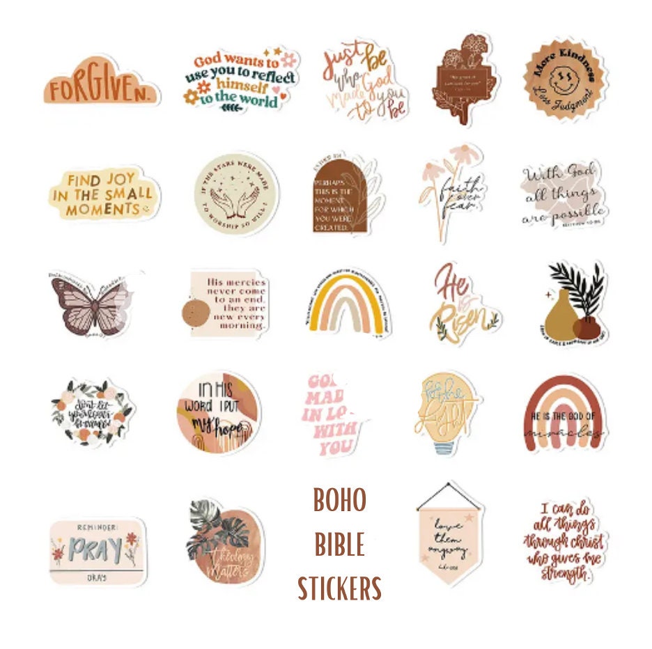 Bohemian Bible Series Stickers | Boho Stickers | Christian Church Gifts | Christian Boho Stickers | Boho Abstract | Bible Boho Stickers